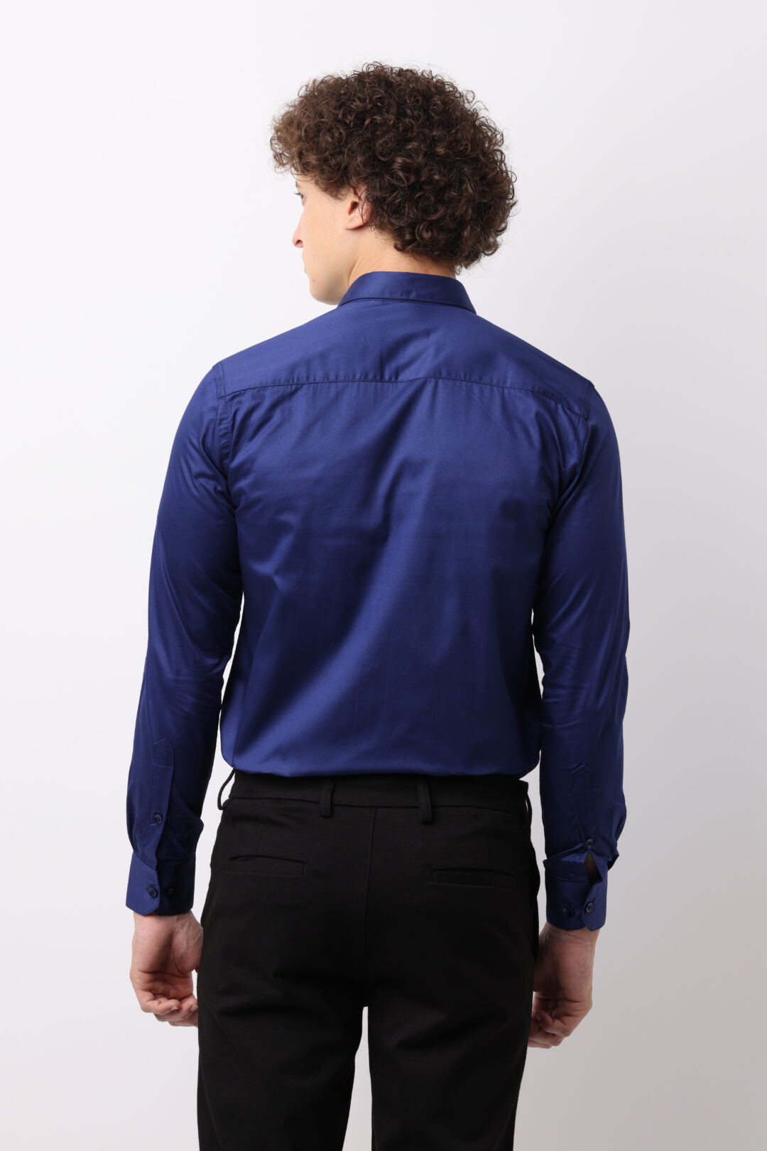 Imperial Blue Satin Cotton Shirt