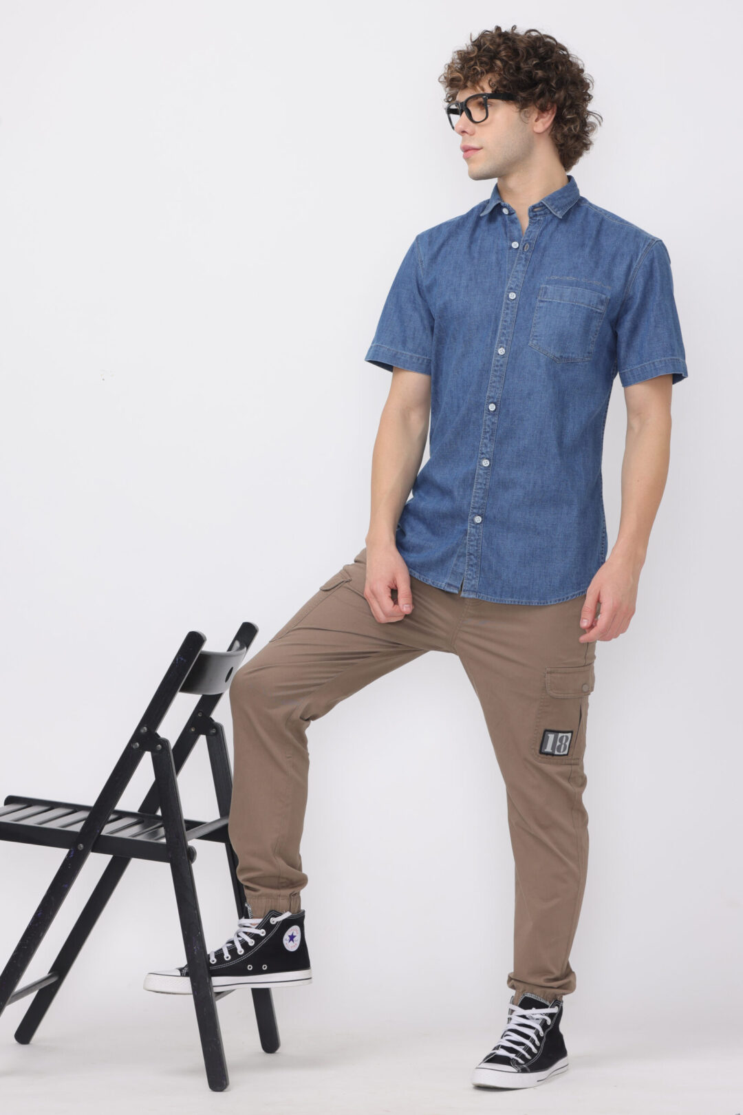Indigo Denim Shirt Half Sleeve