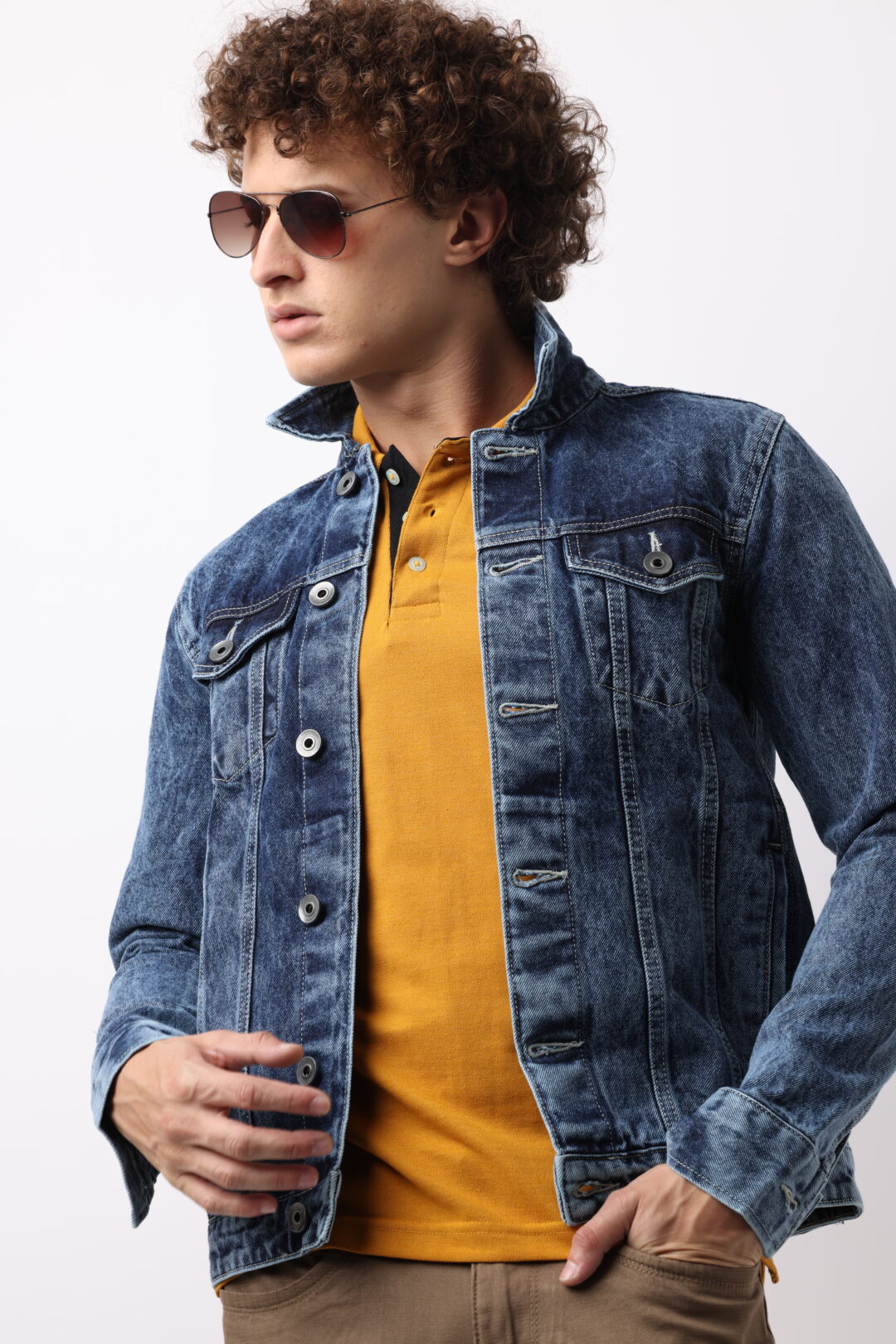 Marble Indigo Denim Double Pocket Jacket