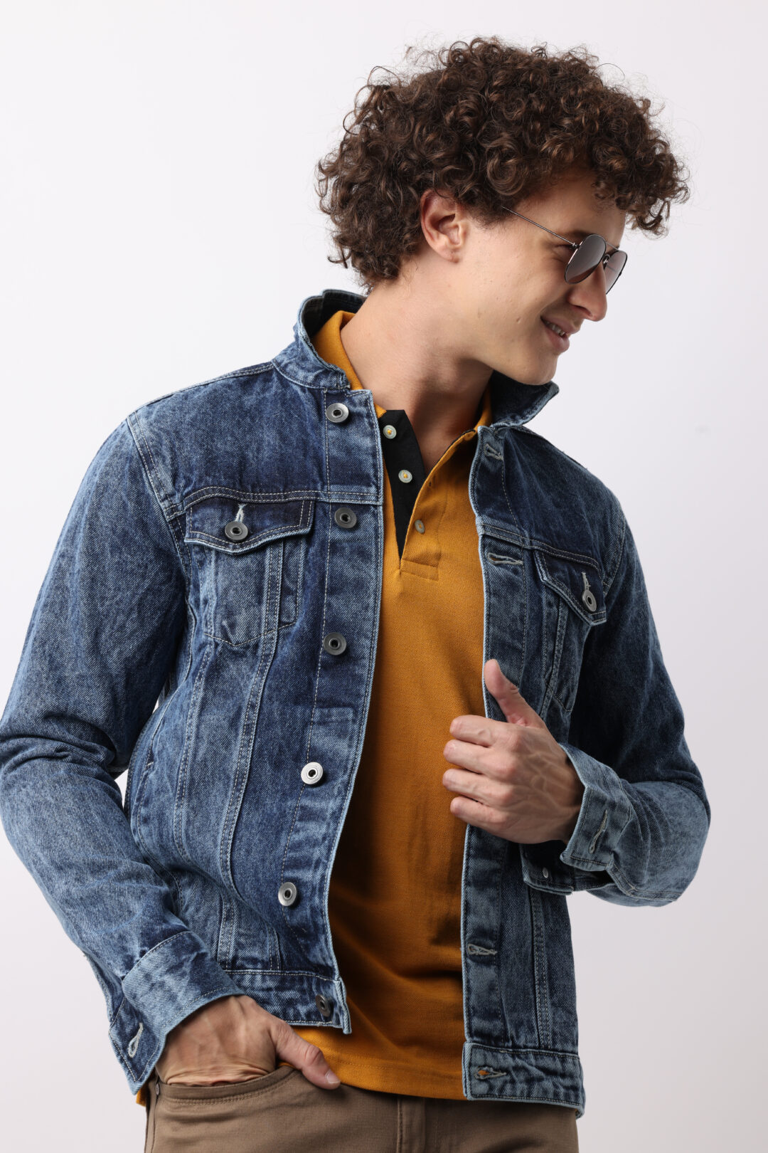 Marble Indigo Denim Double Pocket Jacket