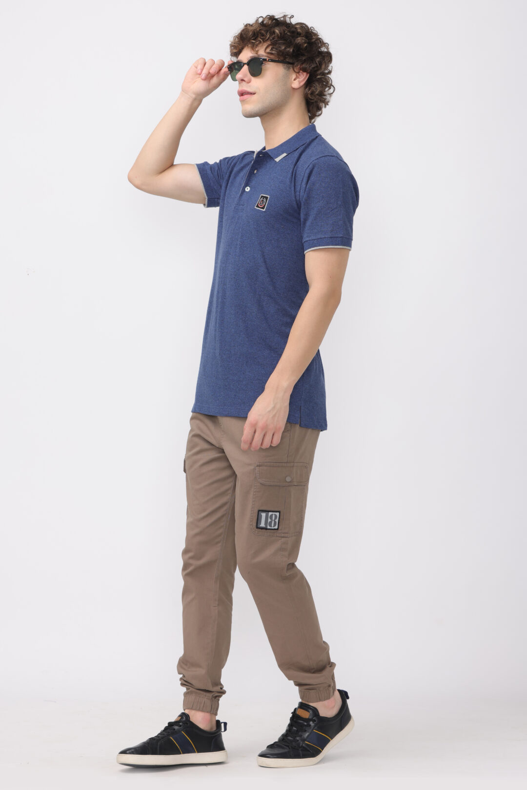 Marine Blue With Grey Tip Polo T-Shirt