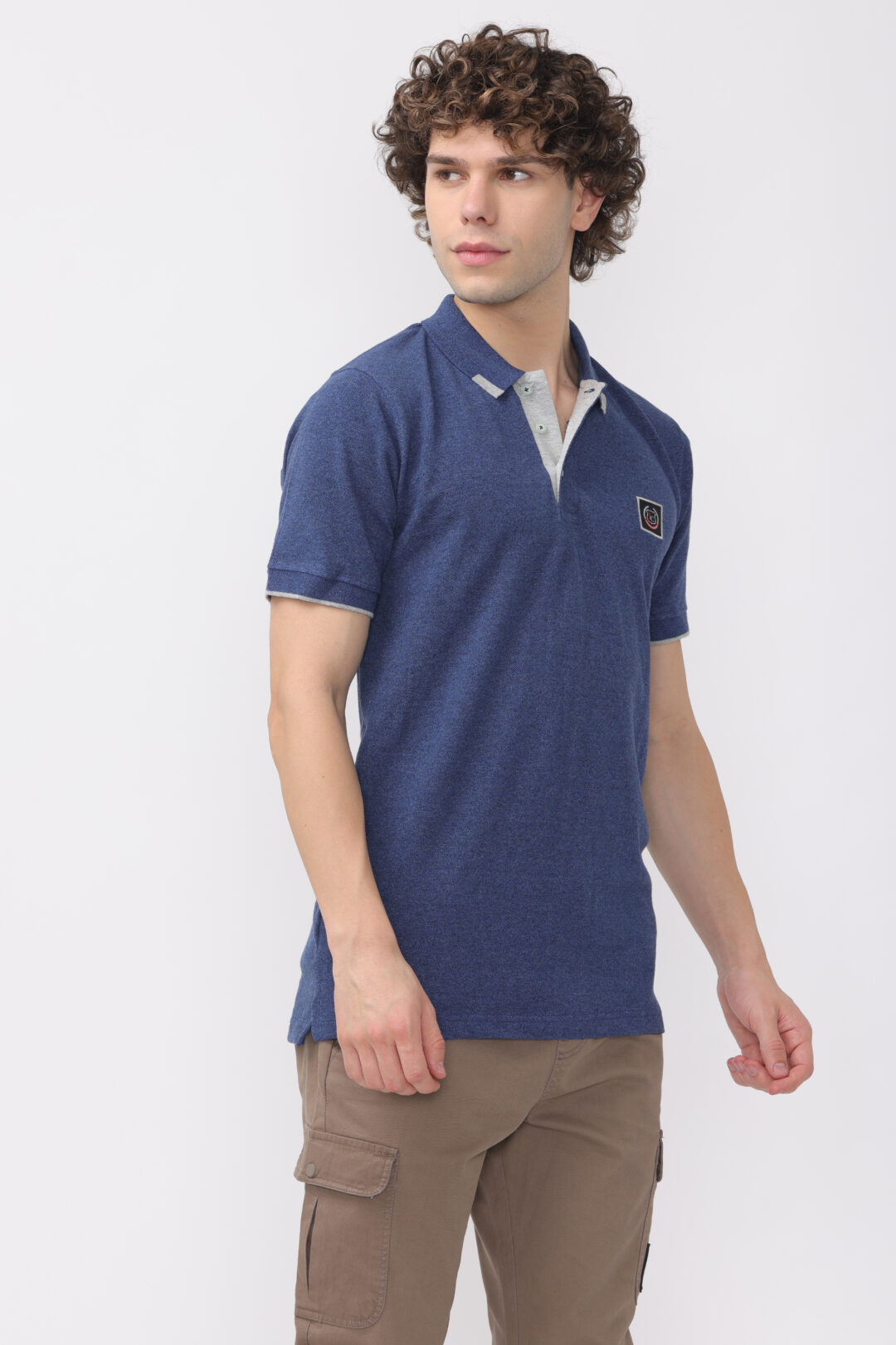 Marine Blue With Grey Tip Polo T-Shirt
