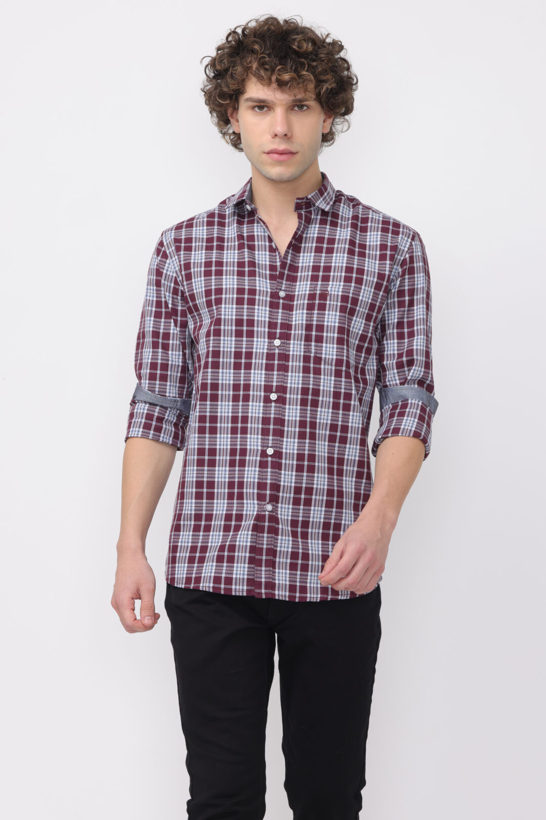 Maroon Marine Glamour Checks Shirt