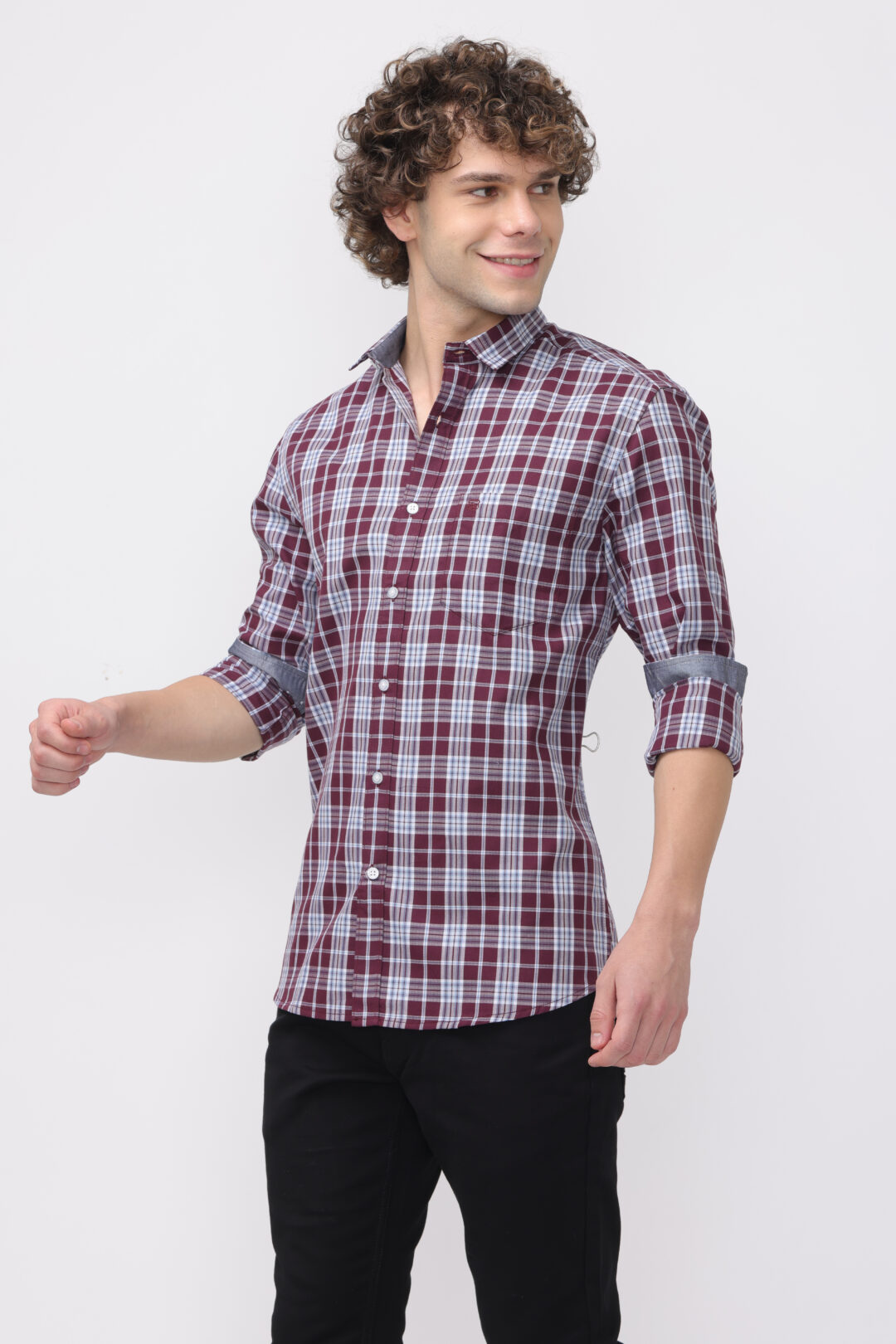 Maroon Marine Glamour Checks Shirt