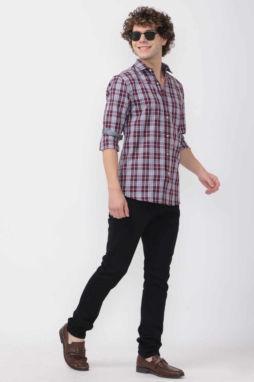 Maroon Marine Glamour Checks Shirt