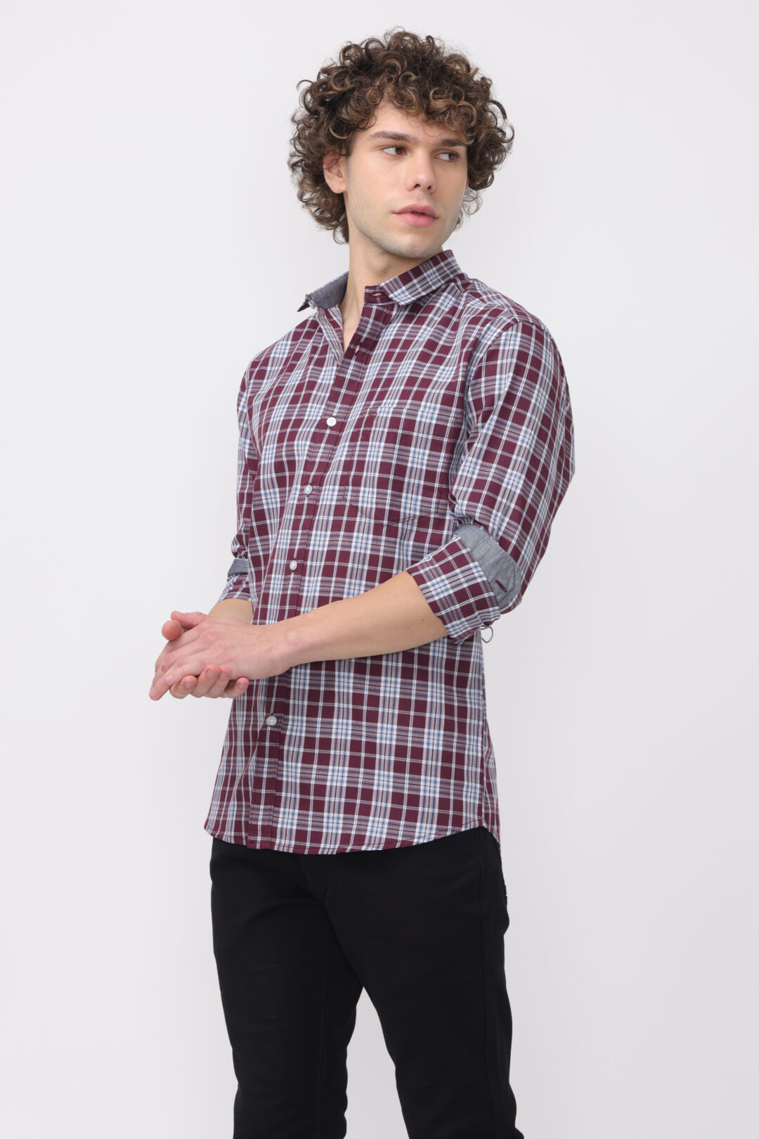 Maroon Marine Glamour Checks Shirt