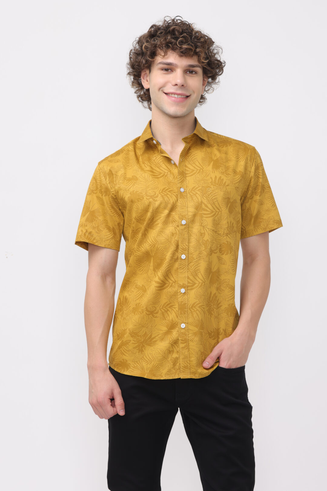 Mustard Maple Printed Shirt
