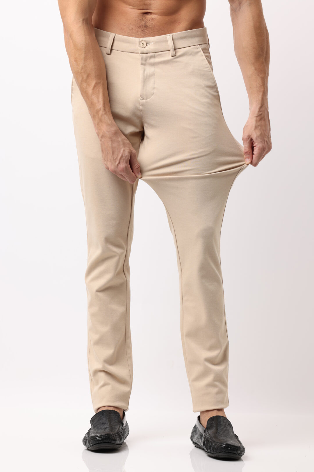 Oat Meal Work Wear Stretch Trousers
