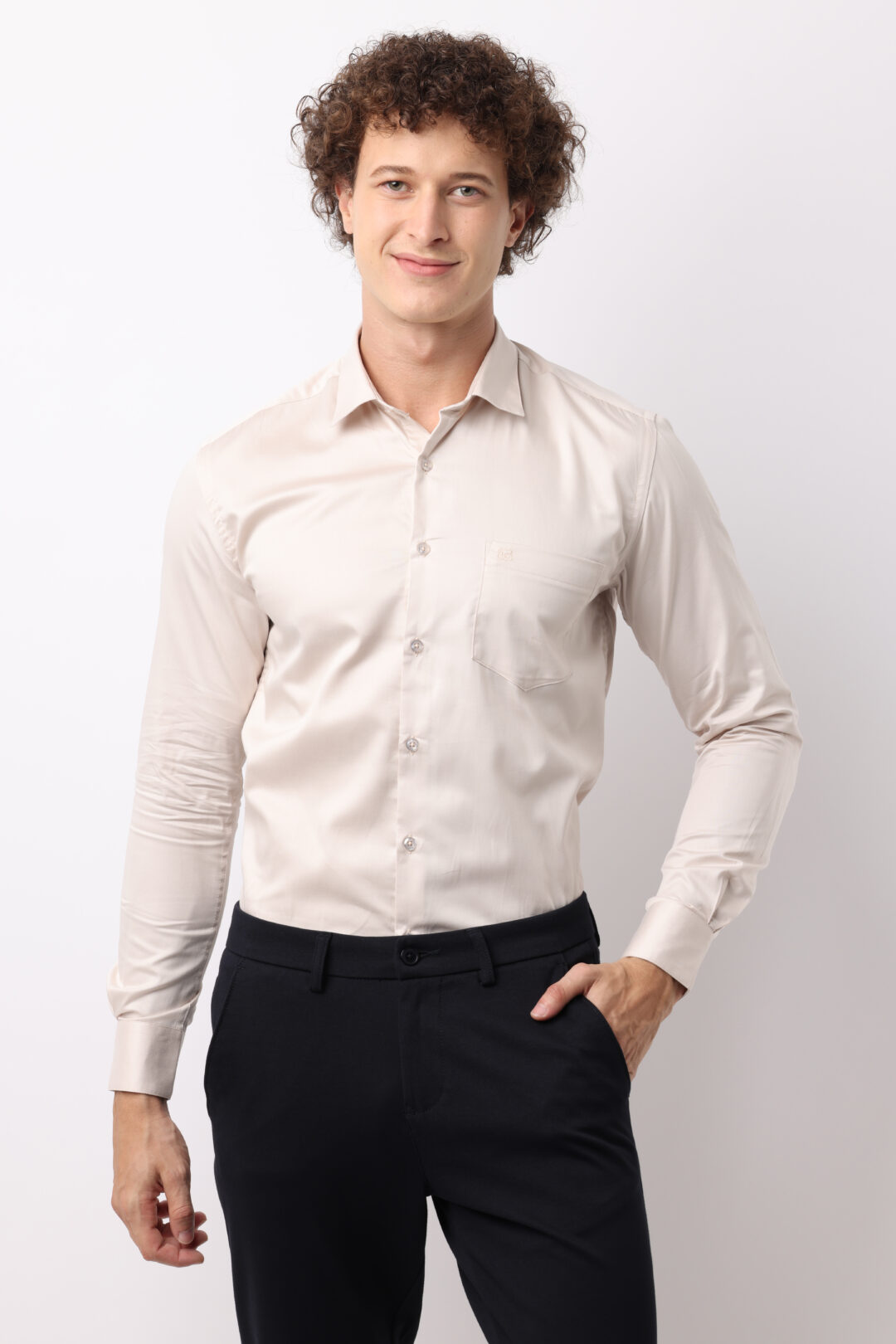 Oatmeal Satin Cotton Shirt