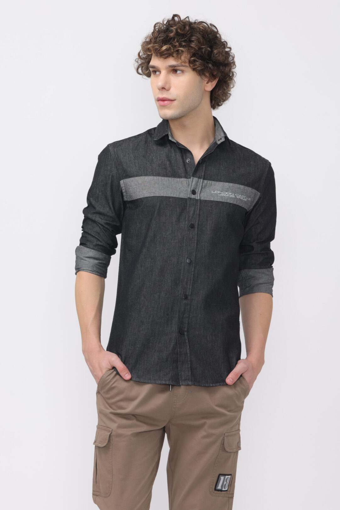 Onyx Graphite Cut and Sew Denim Shirt