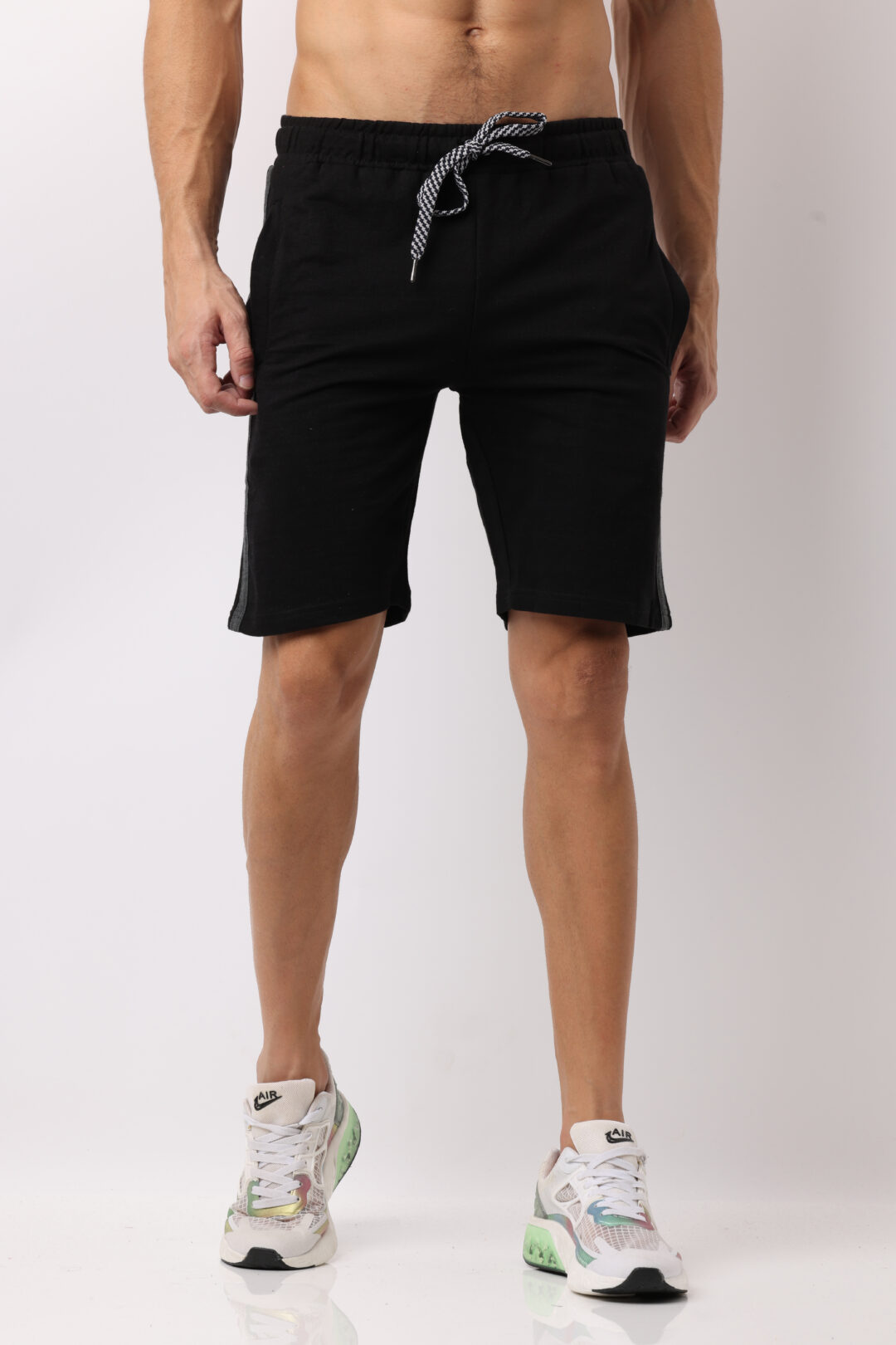 Onyx with Graphite stripes Knitted Shorts