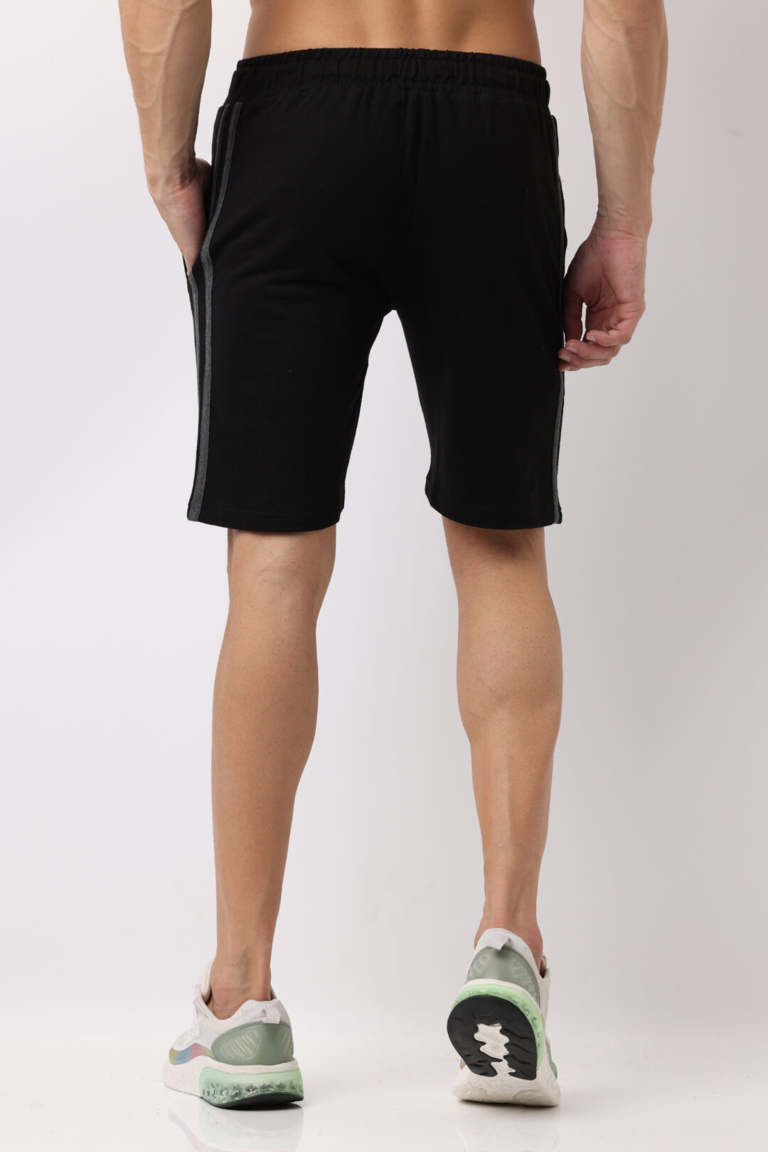 Onyx with Graphite stripes Knitted Shorts