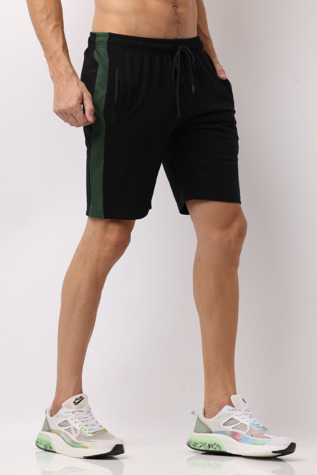Onyx with Olive Knitted Shorts