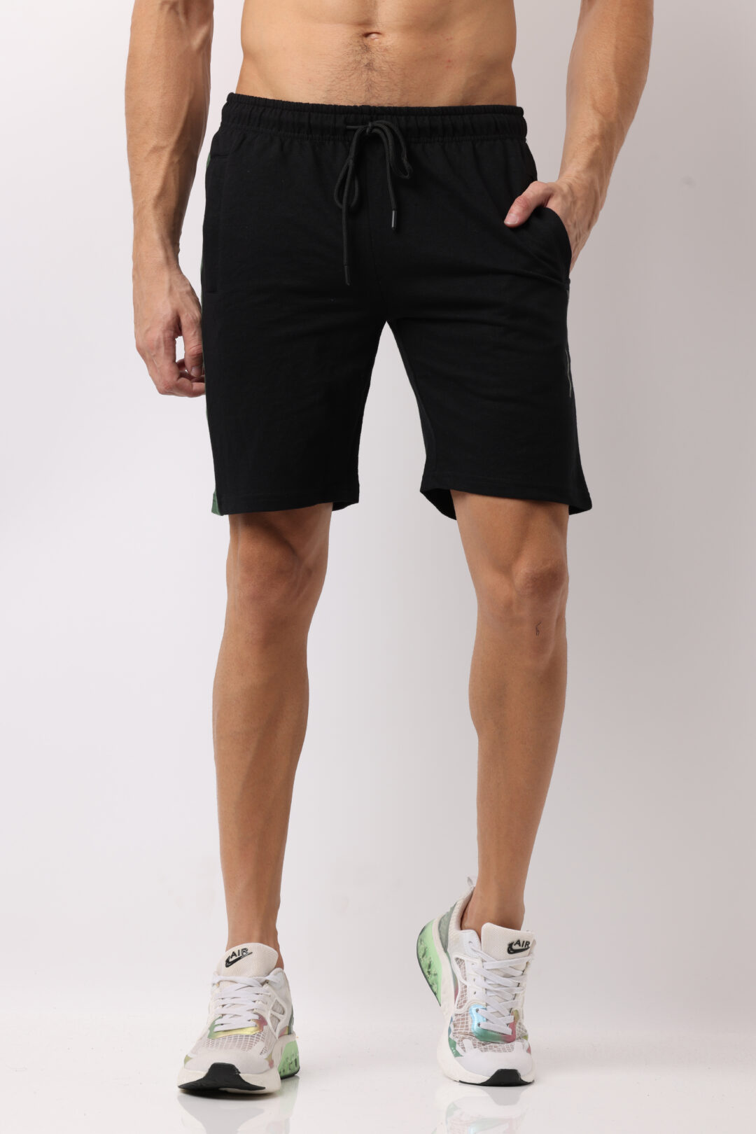 Onyx with Olive Knitted Shorts