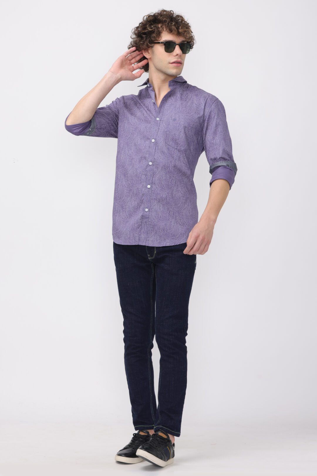 Periwinkle Gun Metal Elegance Print Shirt