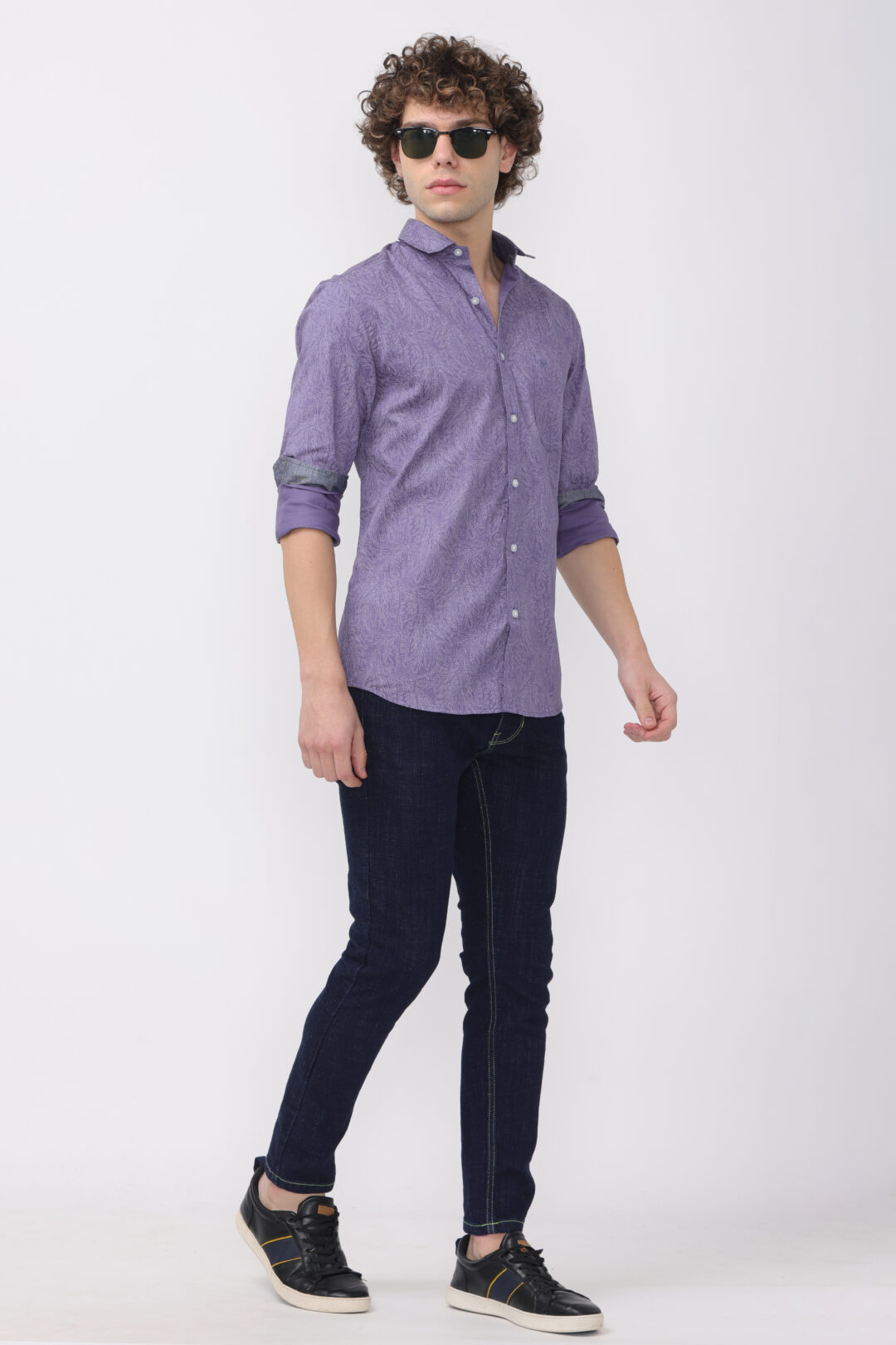 Periwinkle Gun Metal Elegance Print Shirt