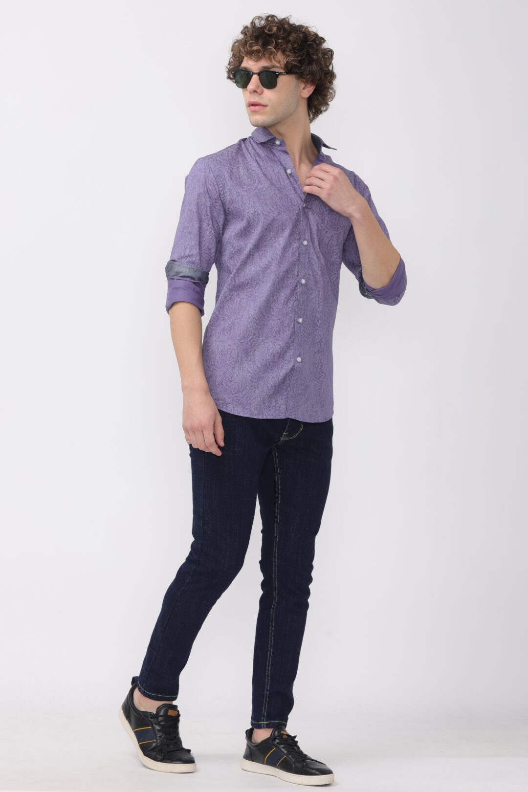 Periwinkle Gun Metal Elegance Print Shirt