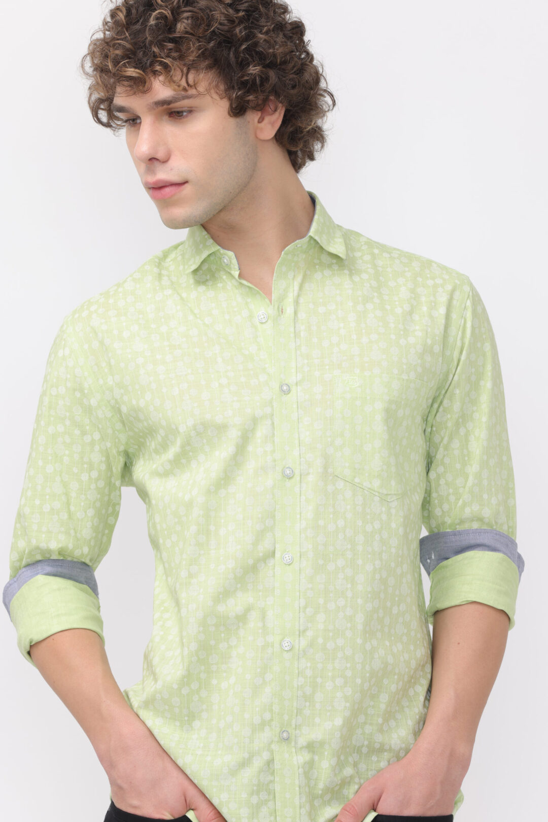 Pistachio Cosmic Antique White Circuit Printed Shirt