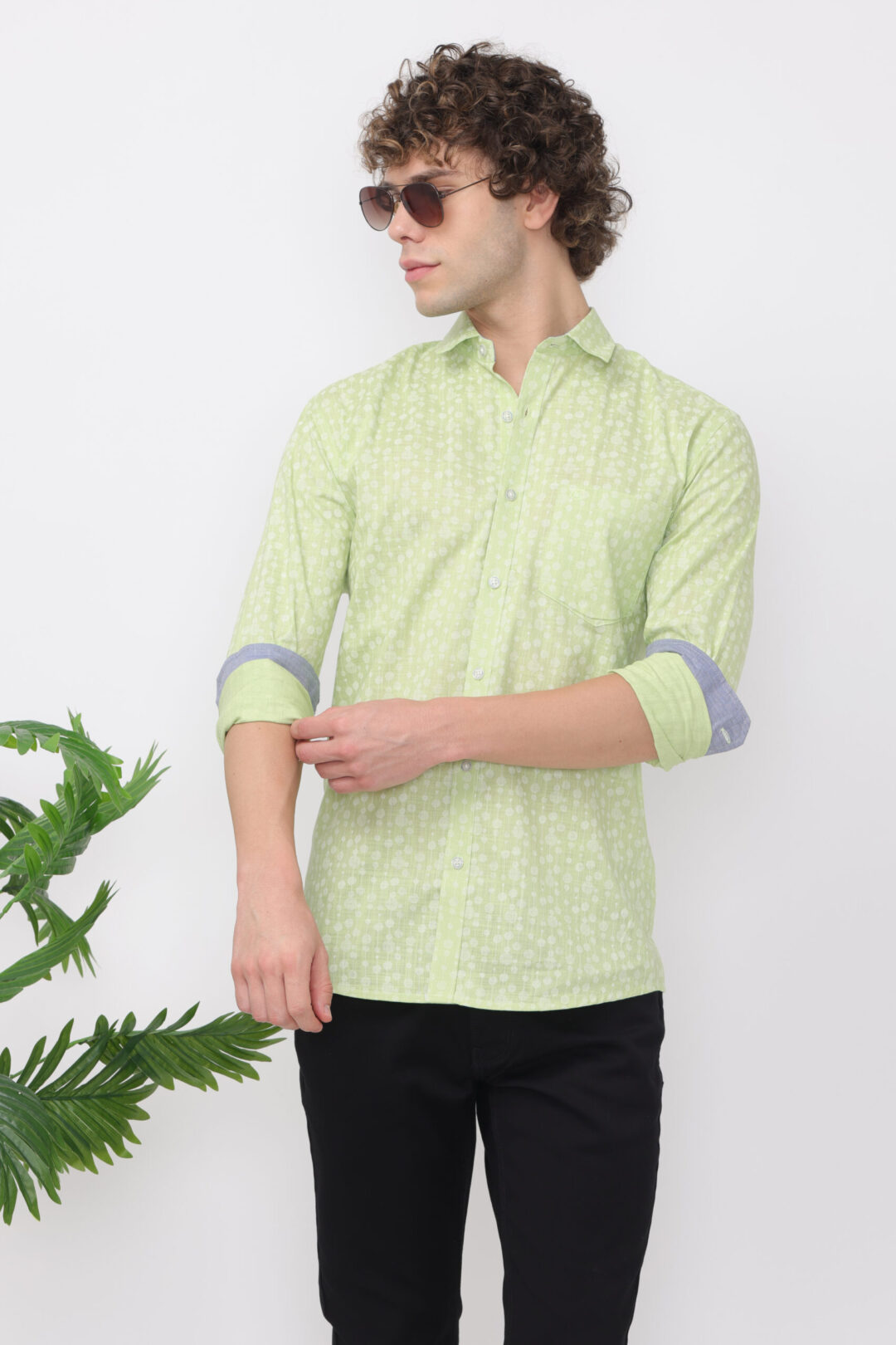 Pistachio Cosmic Antique White Circuit Printed Shirt