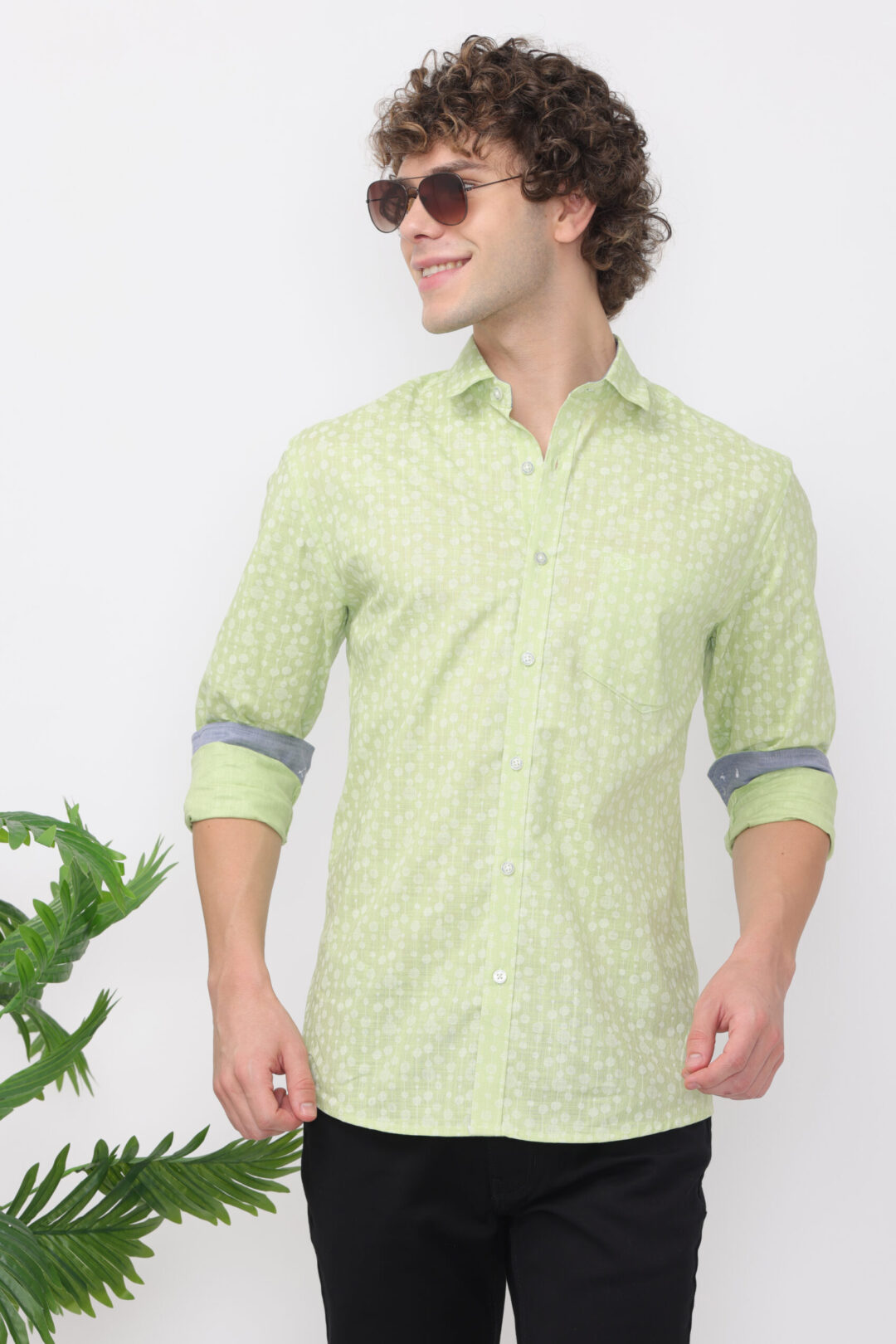 Pistachio Cosmic Antique White Circuit Printed Shirt