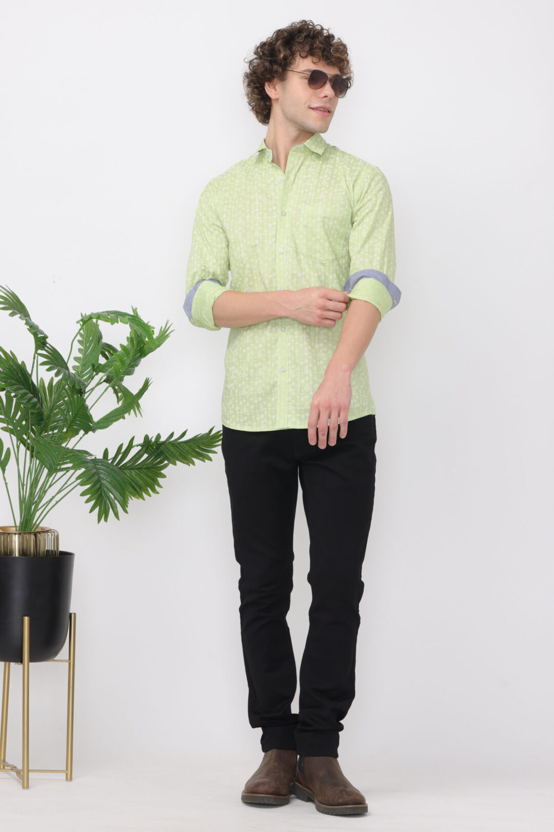 Pistachio Cosmic Antique White Circuit Printed Shirt