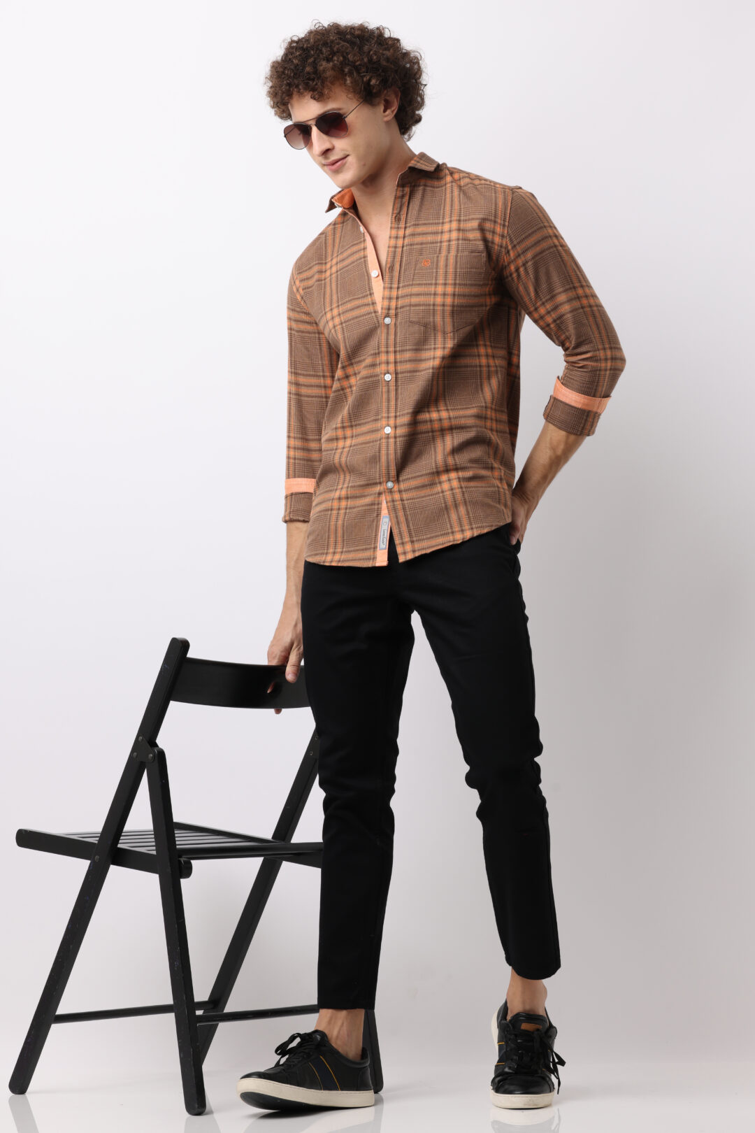 Plum Grid Cinnamon Checks Shirt