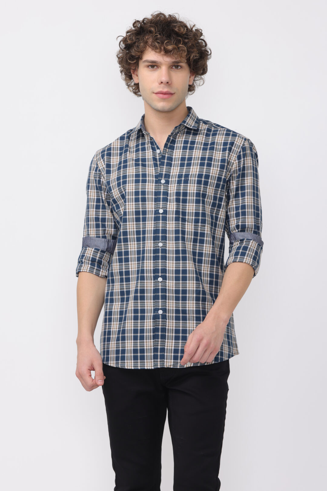 Turquoise Marine Glamour Checks Shirt