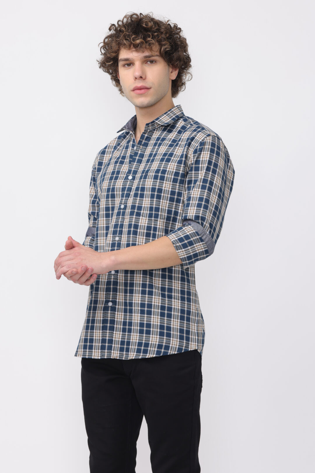 Turquoise Marine Glamour Checks Shirt