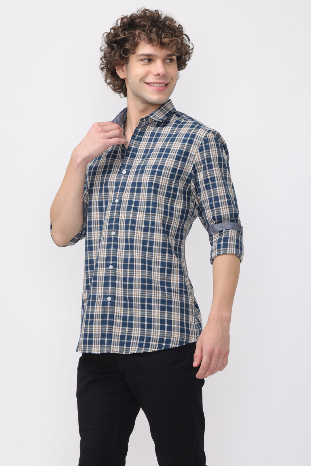 Turquoise Marine Glamour Checks Shirt