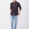Wine Berry Pale Green Printed Shirt