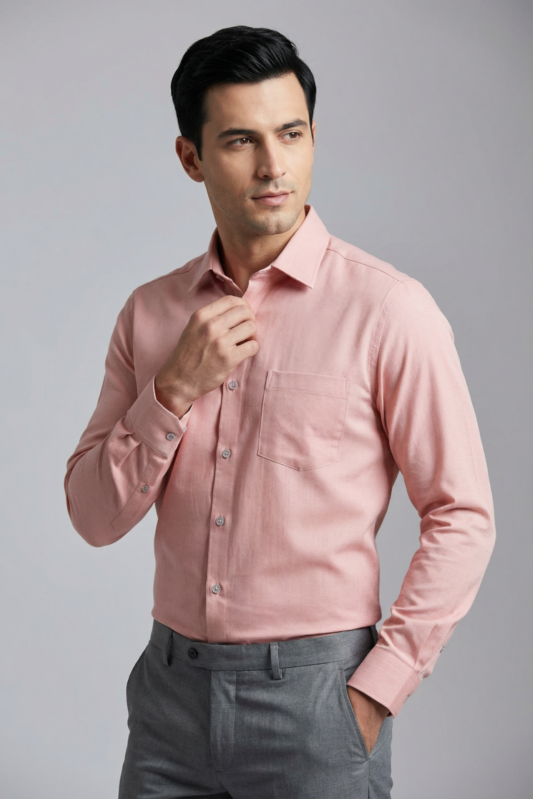 Minimal Solid Pink Casual Shirt